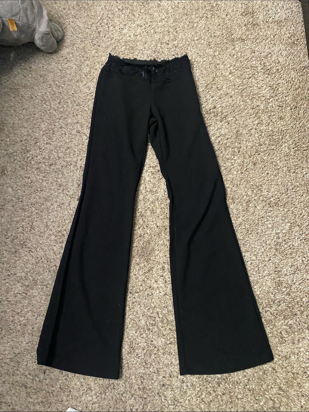 SHEIN Black Flared Leggings with Lace Waist NWOT